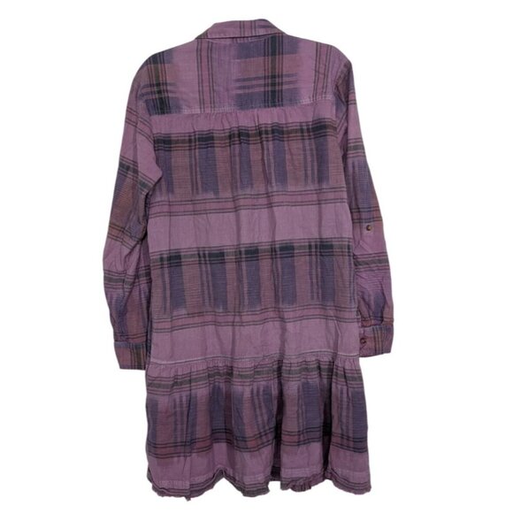 Pilcro Plaid Tangier Mini Shirt Dress Womens Size Large Purple Long Sleeve - Picture 11 of 14